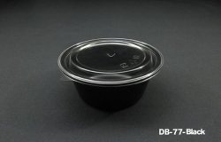 DB-77 Black Disposable Plastic Bowl with Lid (1200pcs)