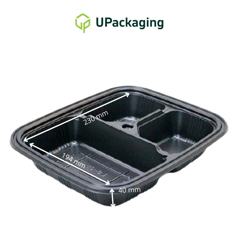 LS-35 Black (Set) 3 Compartment Lunch Box - Non Leaking