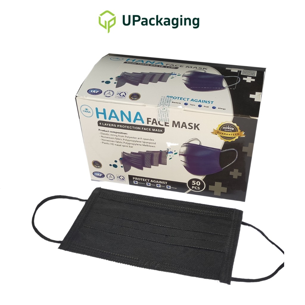 HANA BLACK 4 PLY MEDICAL MASK/ANTIBACTERIAL MASKS